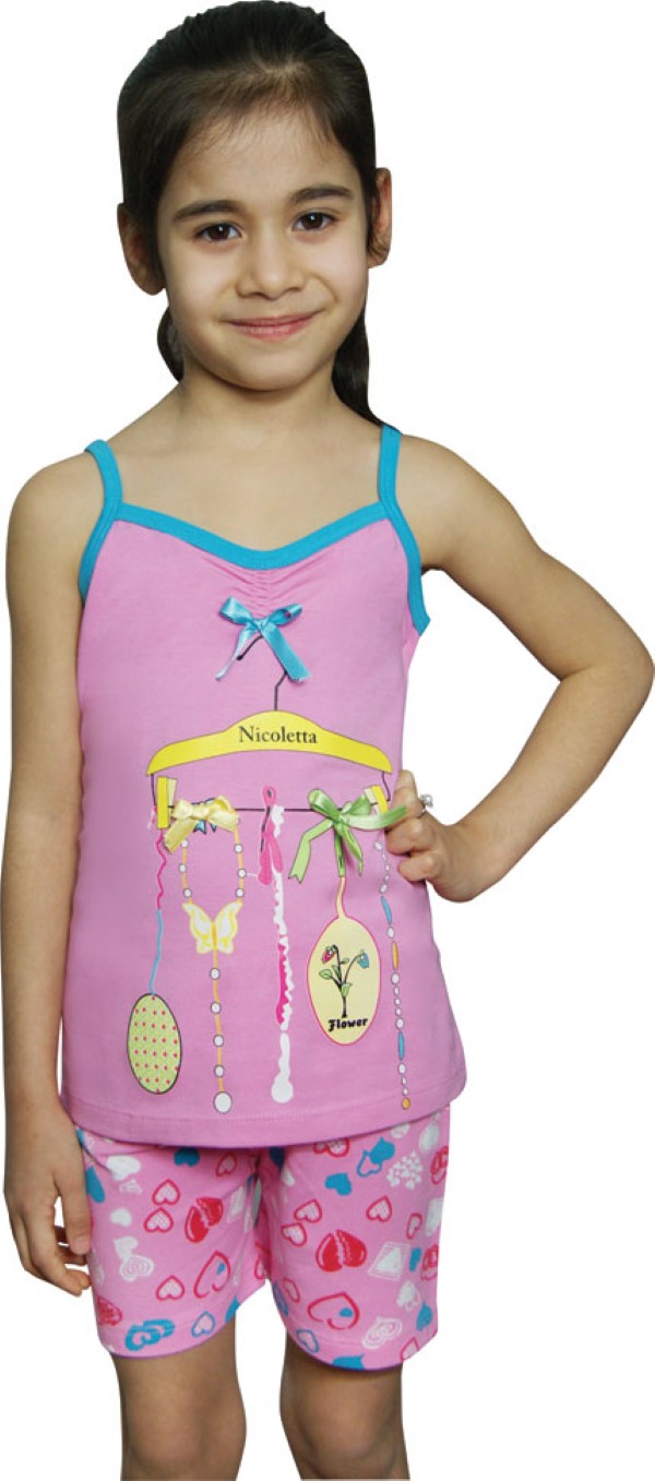 Пижамы для девочек (с шортами/узкие бретельки) 85037