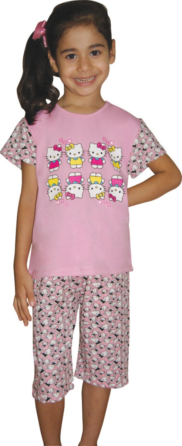 Пижамы для девочек (с бриджами/короткий рукав) 85013