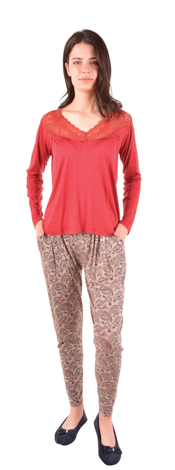 Пижамы для женщин с брюками (длинный рукав/вискоза) 90352