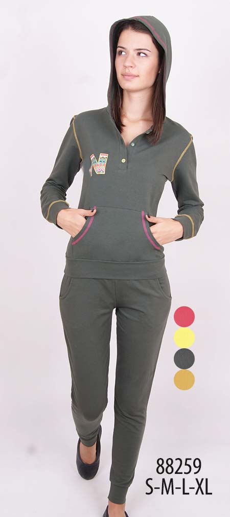Пижамы для женщин с брюками (длинный рукав/утепленные) 88259