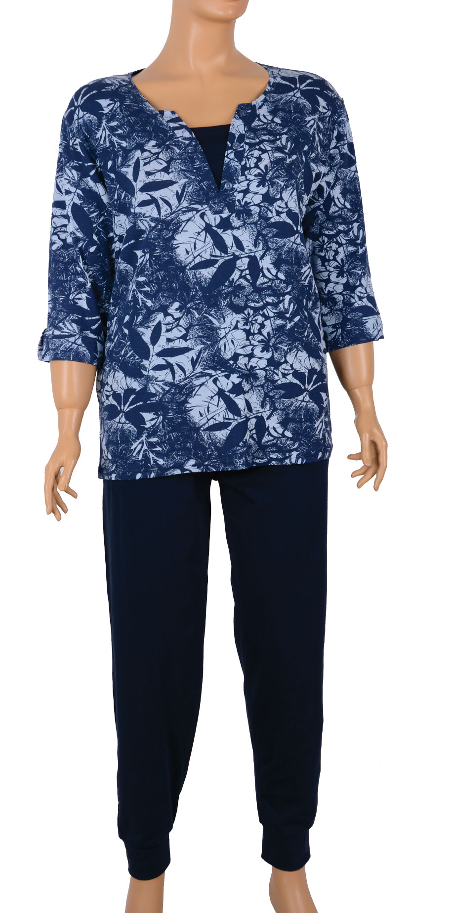 Пижамы для женщин большой размер (с брюками/длинный рукав) 84186