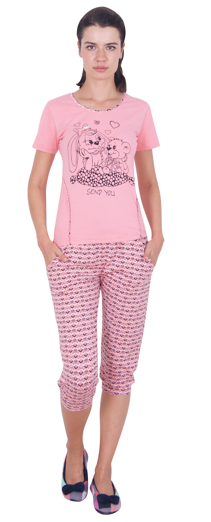 Пижамы для женщин с бриджами (короткий рукав) 82397