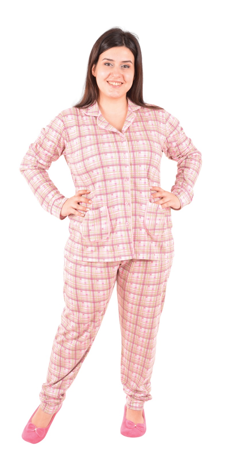 Пижамы для женщин большой размер (с брюками/длинный рукав) 20002
