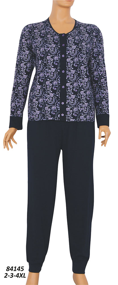 Пижамы для женщин большой размер (с брюками/длинный рукав) 84145