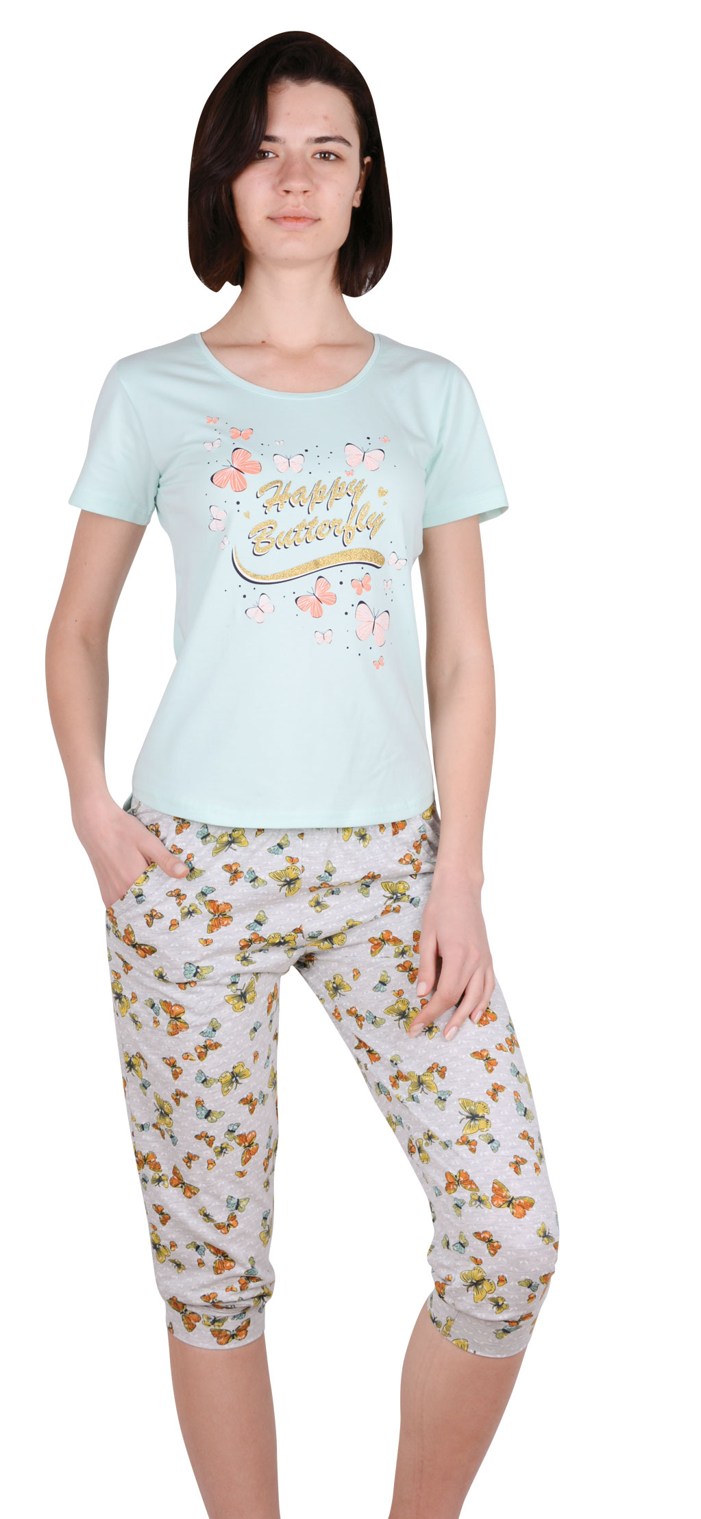 Пижамы для женщин с бриджами (короткий рукав) 82418