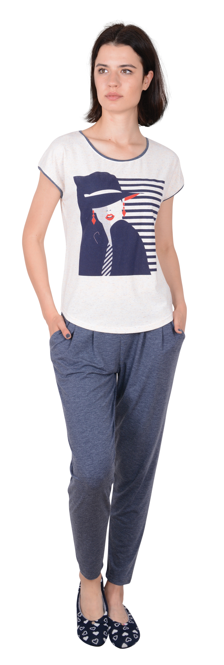 Пижамы для женщин с брюками (короткий рукав/вискоза) 86938