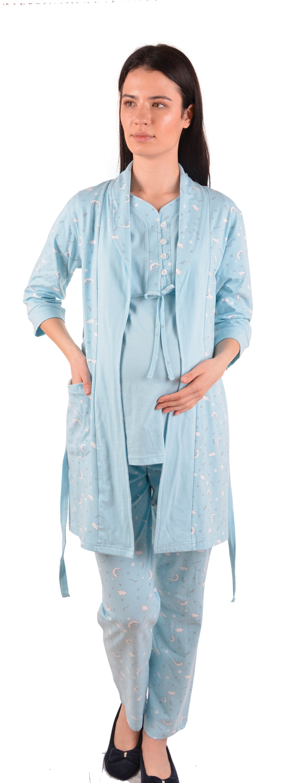 Пижамы для женщин с брюками (короткий рукав/с халатом) 07289