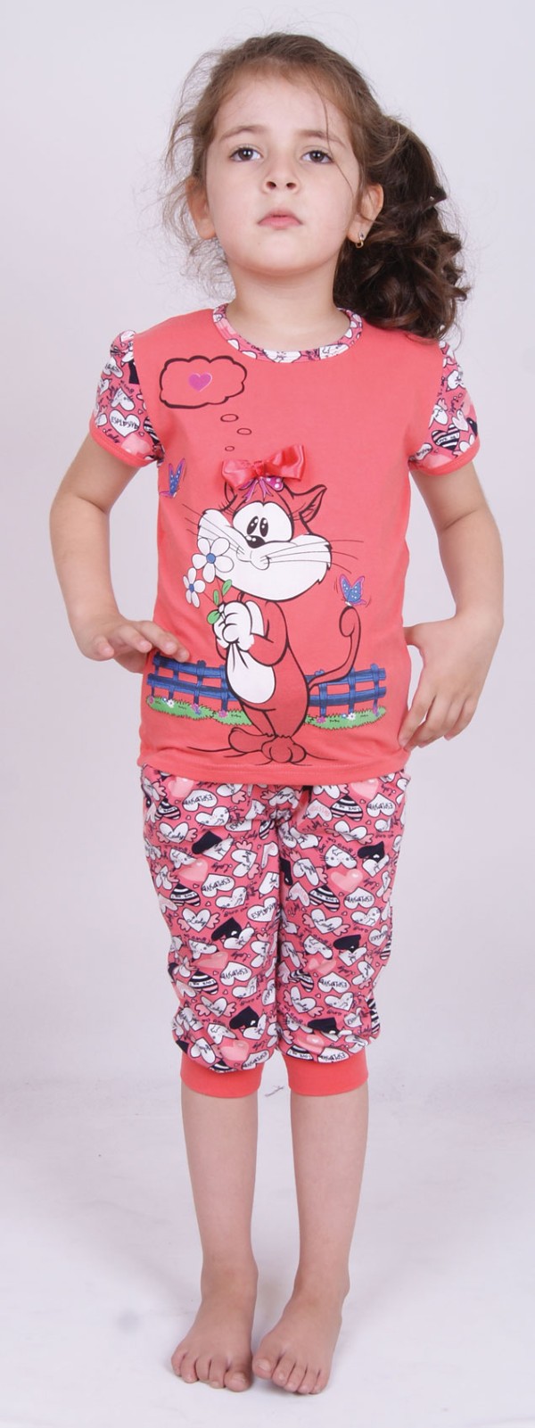 Пижамы для девочек (с бриджами/короткий рукав) 85141