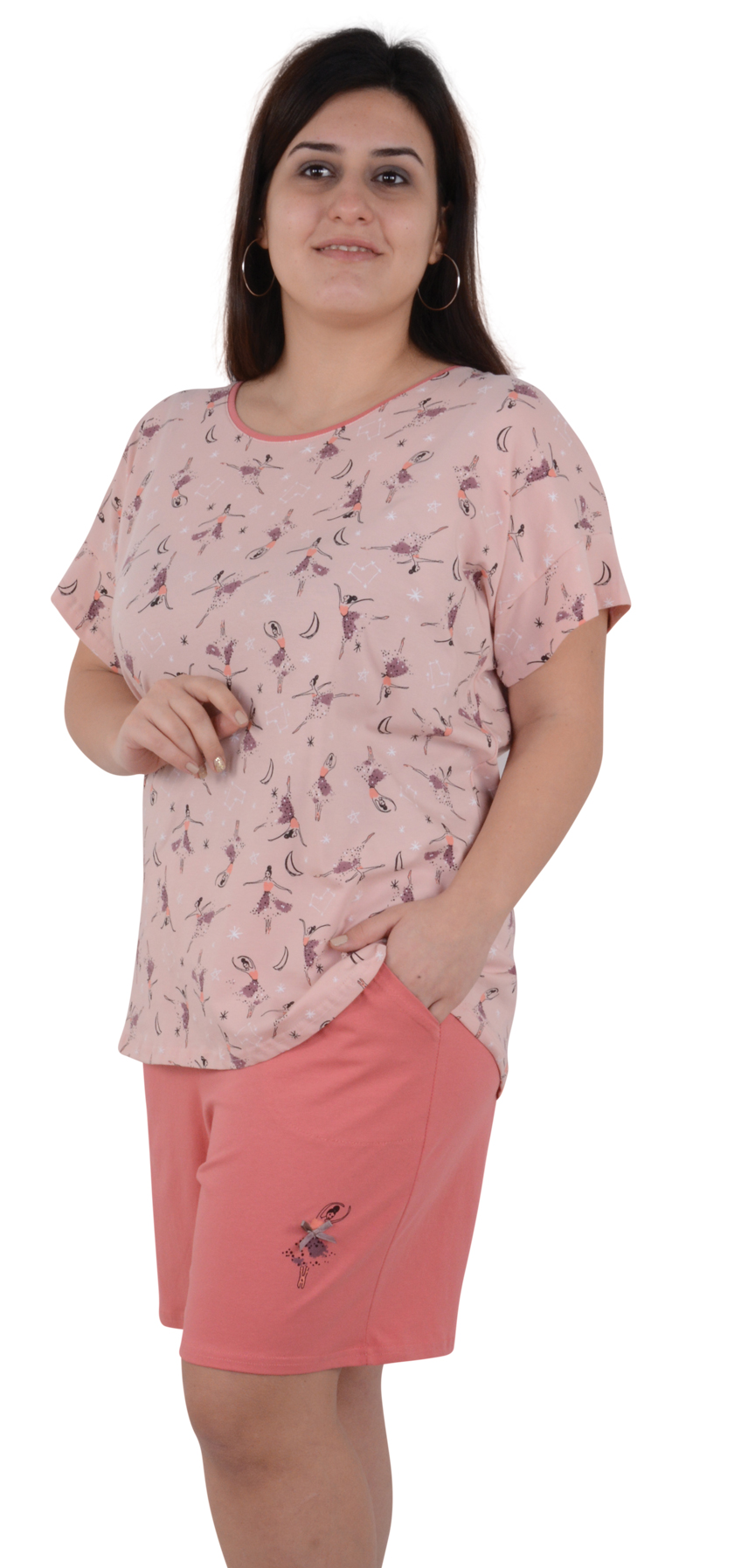 Пижамы для женщин большой размер (с шортами/короткий рукав) 84717