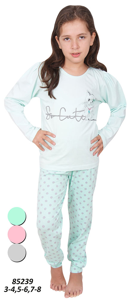 Пижамы для девочек (с брюками/длинный рукав) 85239