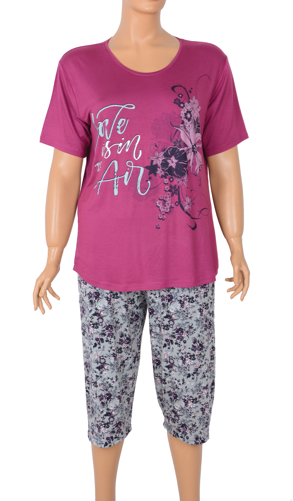 Пижамы для женщин большой размер (с бриджами/короткий рукав/вискоза) 84187