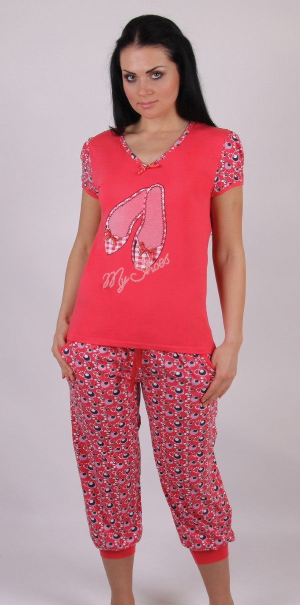Пижамы для женщин большой размер (с бриджами/короткий рукав) 84907