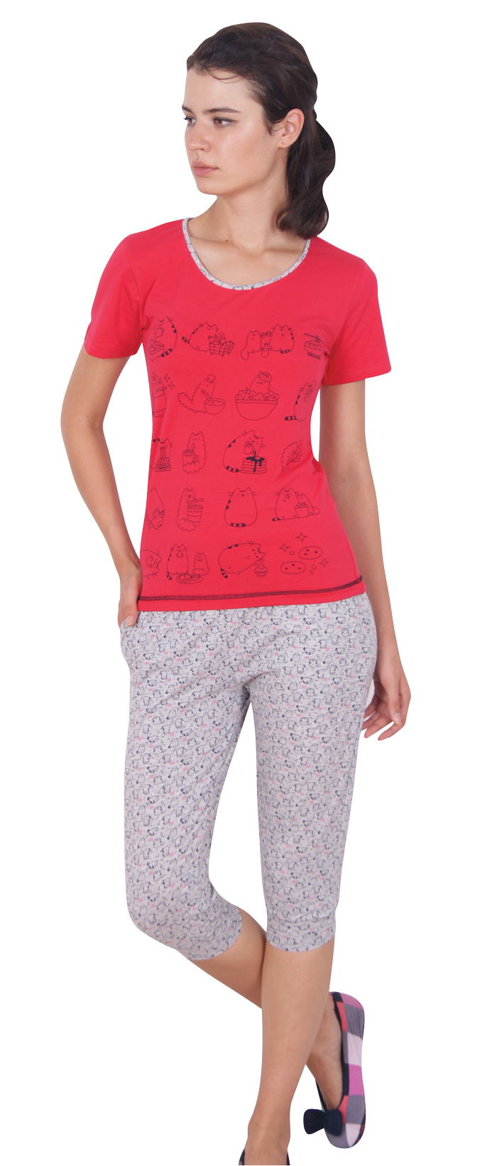 Пижамы для женщин с бриджами (короткий рукав) 82389