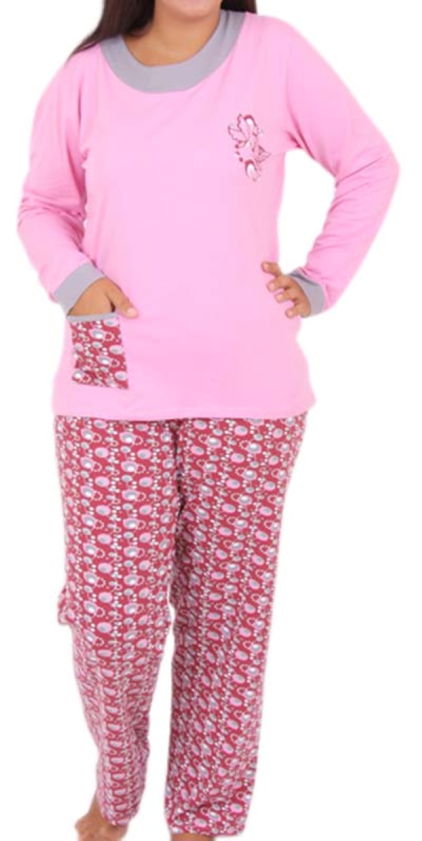Пижамы для женщин большой размер (с брюками/длинный рукав) 84043