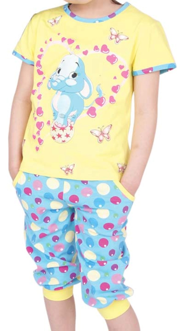 Пижамы для девочек (с бриджами/короткий рукав) 85120